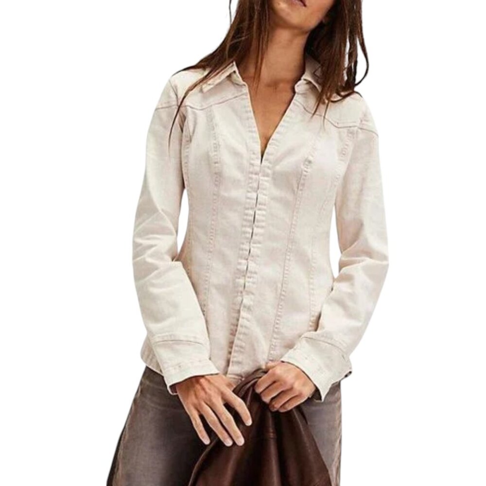 Free People Kenny Slim Tunic Top, Sandwash, XL